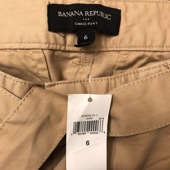 NWT Banana Republic Comfy & Cute Chino Pants KHAKI Tie Waist Size 6 - Picture 2 of 4